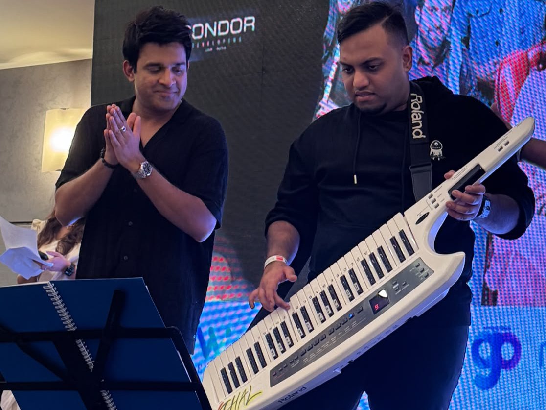 Nihal Veliyil at the keytar — music as his language